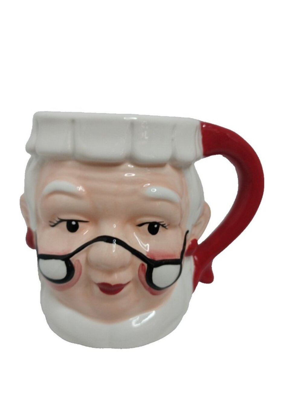 East Hampton Ms Clause Figural Red Handle Mug Hand Painted New Retro Santa